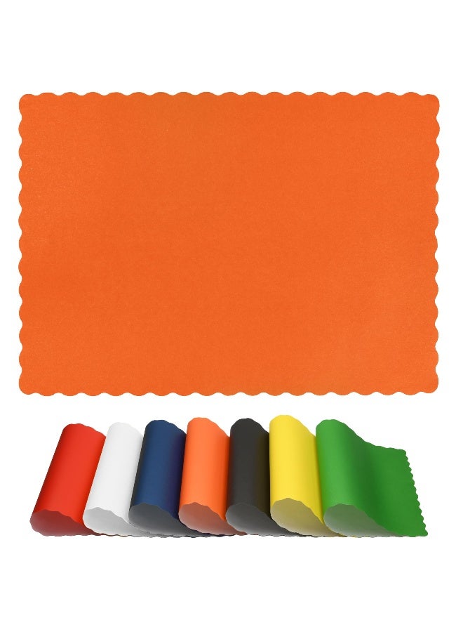 Netko Paper Placemats for Dining Table - Disposable Scalloped Edges Color Table Mats Great for Parties and Christmas Table Decorations 10"x14" (Orange) 50ct - Image 1